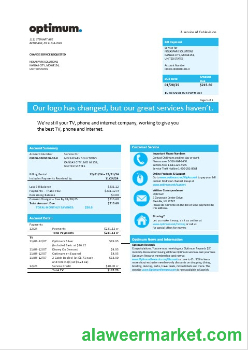 USA New York Optimum cablevision business utility bill template in Word and PDF formats